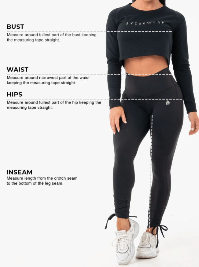 Ryderwear Women Size Chart